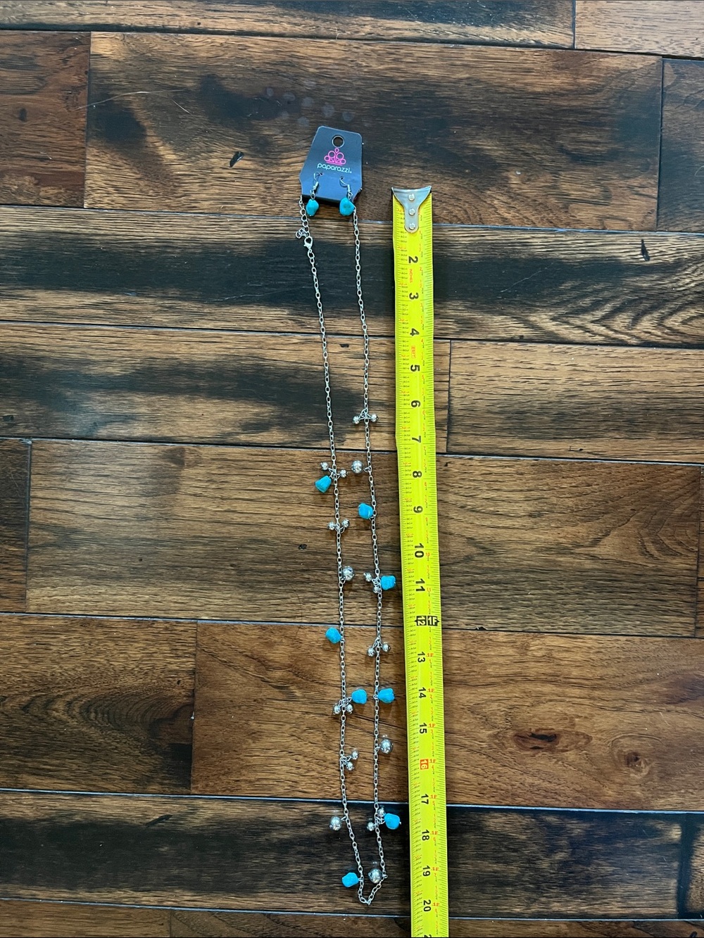 paparazzi Turquoise Bead Layered Silver-Tone Necklace with Earrings